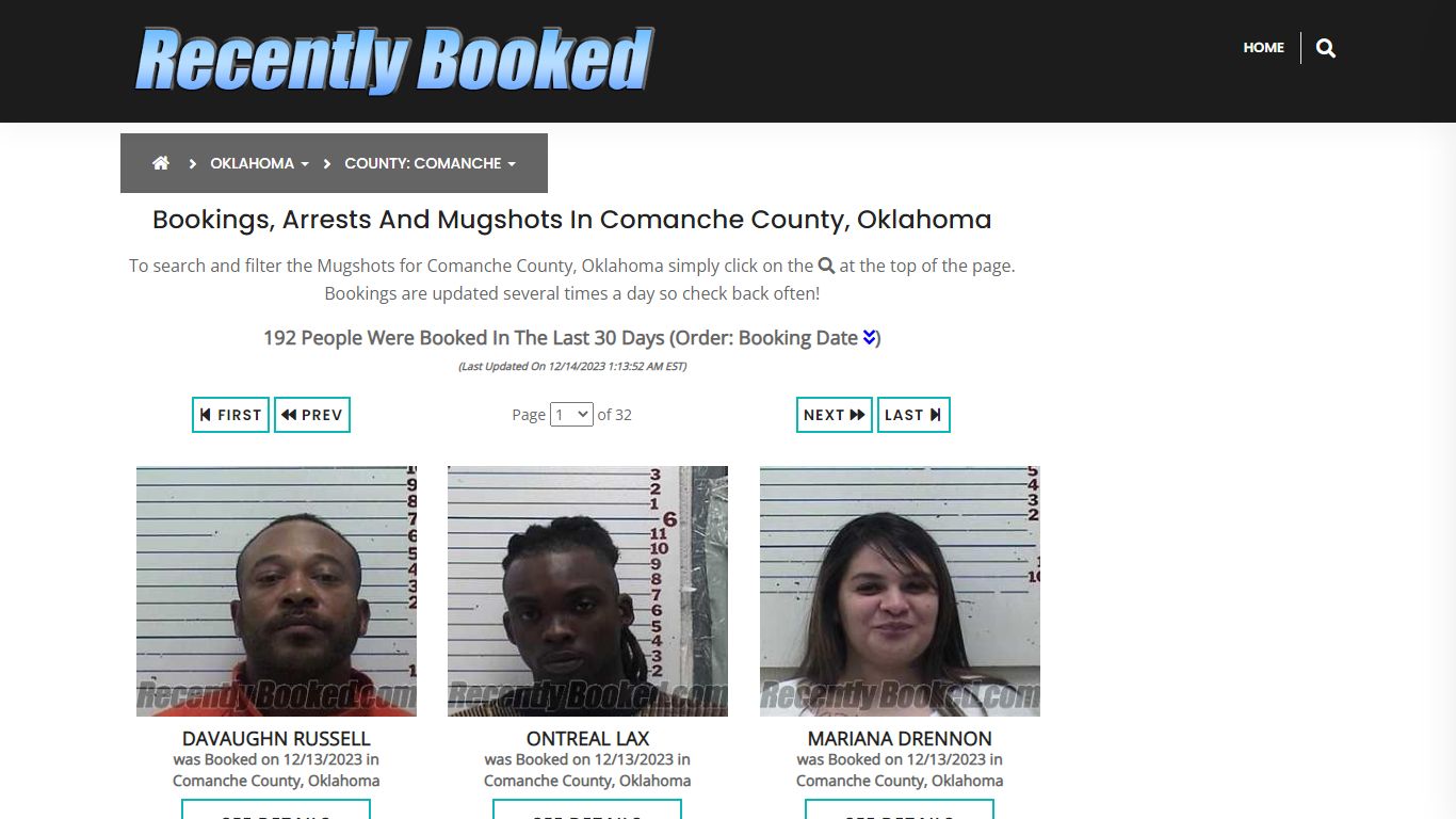 Recent bookings, Arrests, Mugshots in Comanche County, Oklahoma