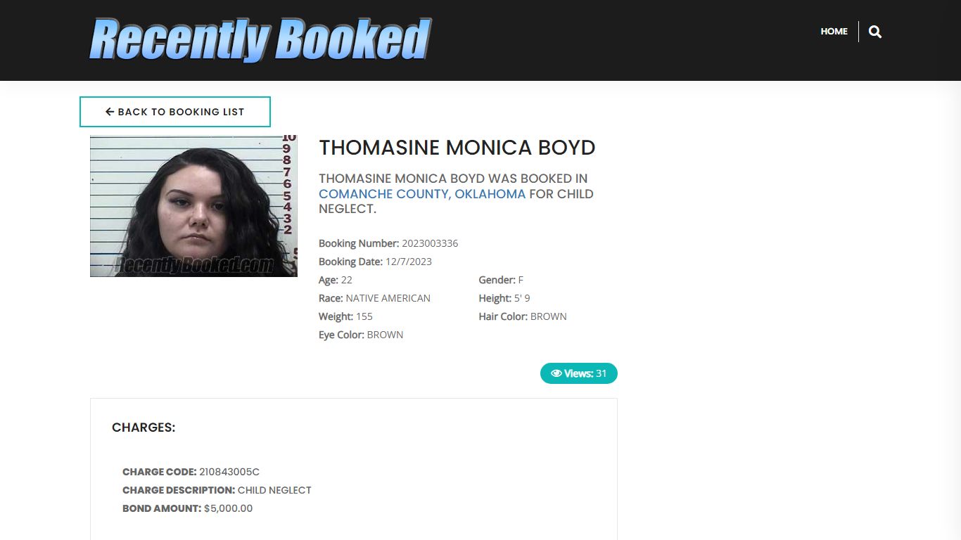 Recent Booking / Mugshot for THOMASINE MONICA BOYD in Comanche County ...